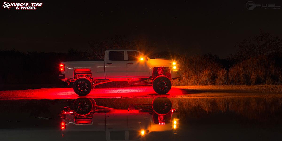 vehicle gallery/chevrolet silverado 2500 hd fuel cleaver d239 22X14  Gloss Black & Milled wheels and rims