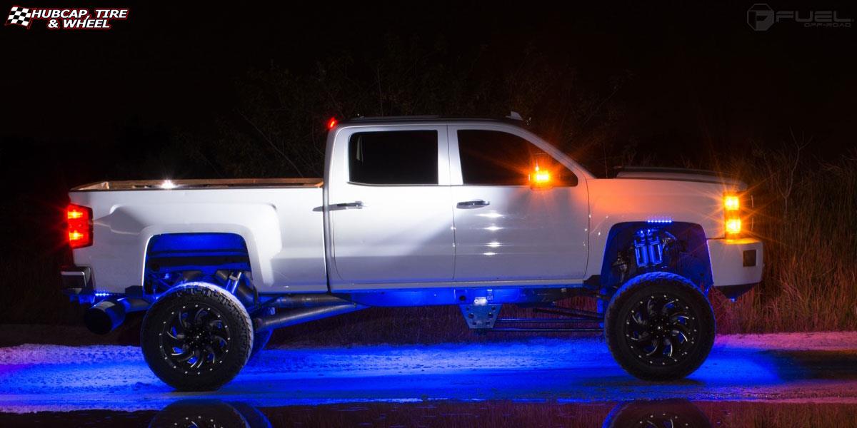 vehicle gallery/chevrolet silverado 2500 hd fuel cleaver d239 22X14  Gloss Black & Milled wheels and rims