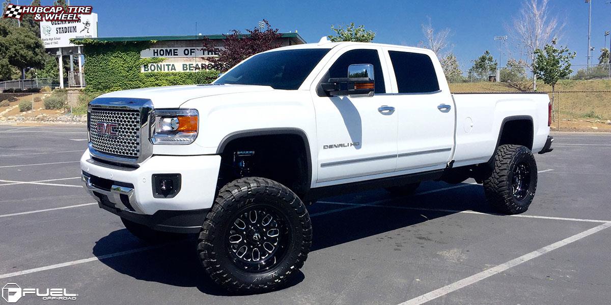 vehicle gallery/gmc denali hd 3500 fuel forged ff19 20X9  Black & Milled wheels and rims