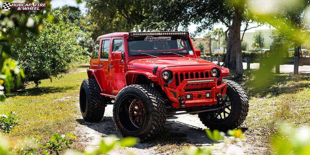 vehicle gallery/jeep wrangler fuel forged ff19 24X16  Gloss Black | Red Windows wheels and rims