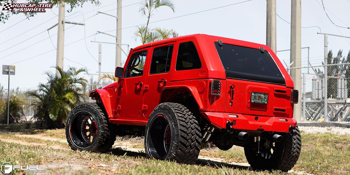 vehicle gallery/jeep wrangler fuel forged ff19 24X16  Gloss Black | Red Windows wheels and rims