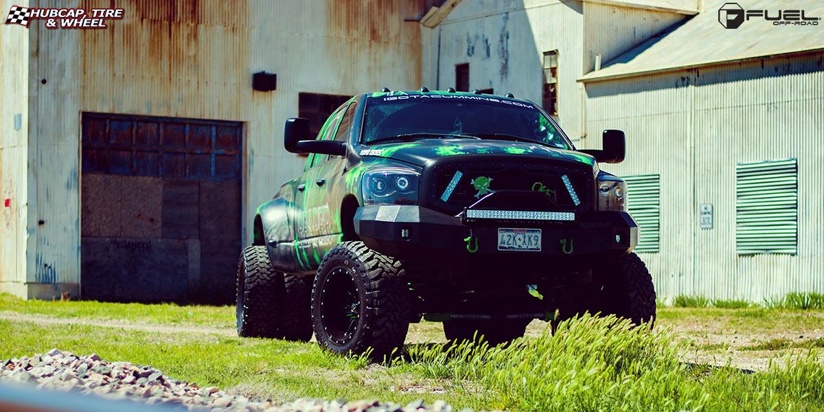 vehicle gallery/dodge ram 2500 fuel maverick dually rear d538 20X8  Black & Milled wheels and rims