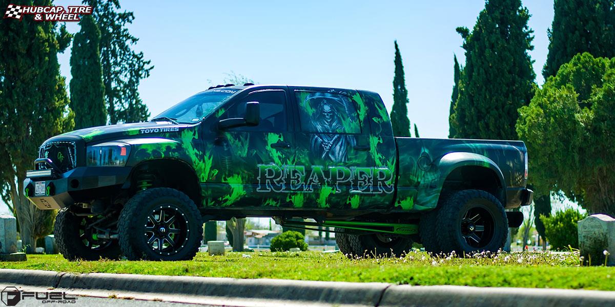 vehicle gallery/dodge ram 2500 fuel maverick dually rear d538 20X8  Black & Milled wheels and rims