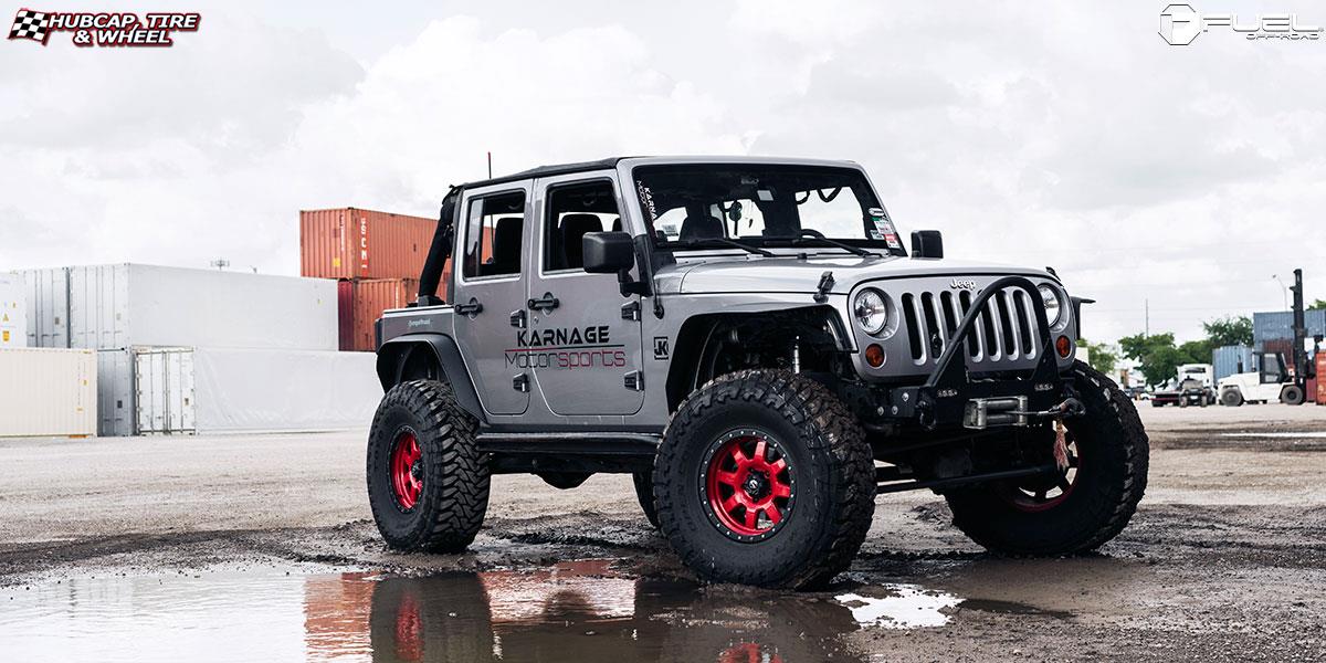 vehicle gallery/jeep wrangler fuel trophy d552 17X9  Custom Powder Coat Red | Black Ring wheels and rims