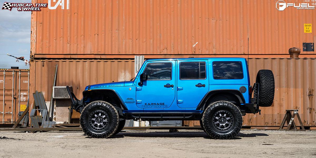 vehicle gallery/jeep wrangler fuel trophy d551 17X9  Matte Black w/ Anthracite Ring wheels and rims