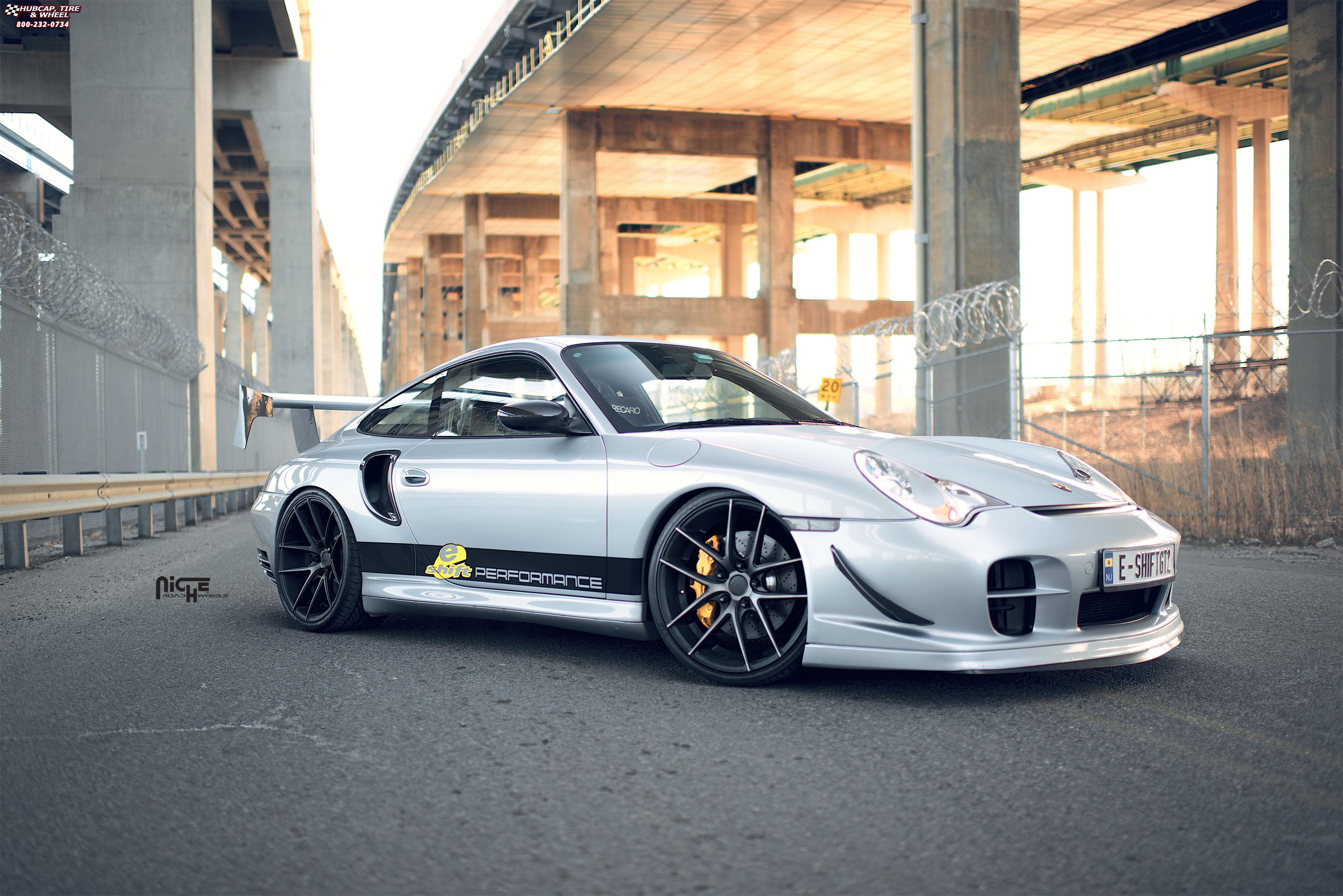 vehicle gallery/porsche gt2 niche targa m130 20x85  Black & Machined with Dark Tint wheels and rims