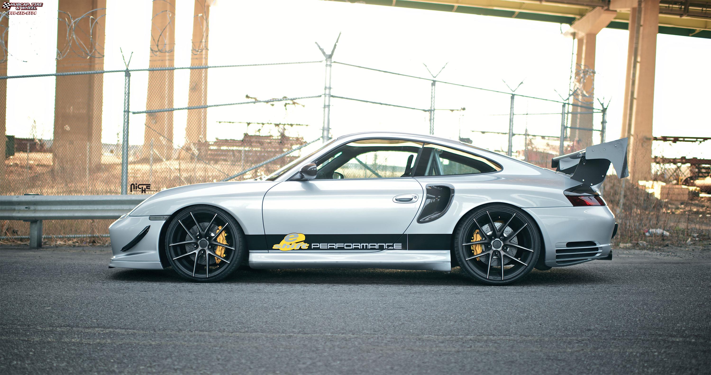 vehicle gallery/porsche gt2 niche targa m130 20x85  Black & Machined with Dark Tint wheels and rims