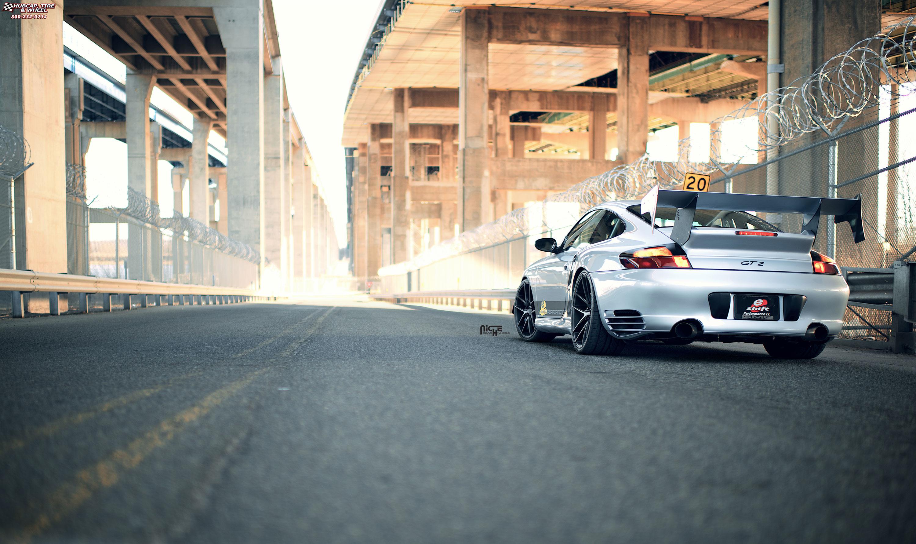 vehicle gallery/porsche gt2 niche targa m130 20x85  Black & Machined with Dark Tint wheels and rims
