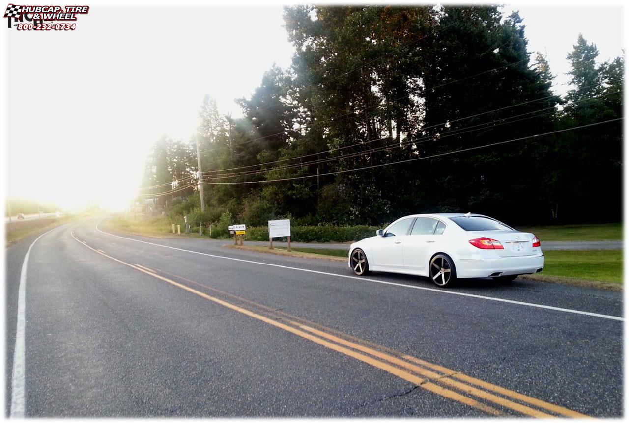 vehicle gallery/hyundai genesis niche milan m134 20x85  Black & Machined with Dark Tint wheels and rims