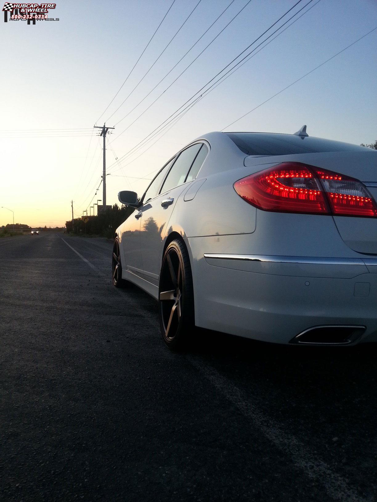 vehicle gallery/hyundai genesis niche milan m134 20x85  Black & Machined with Dark Tint wheels and rims