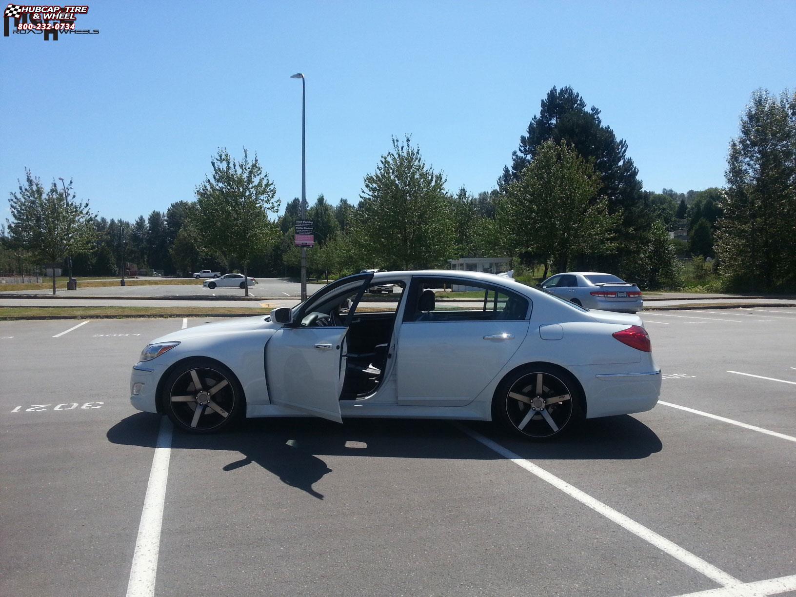 vehicle gallery/hyundai genesis niche milan m134 20x85  Black & Machined with Dark Tint wheels and rims