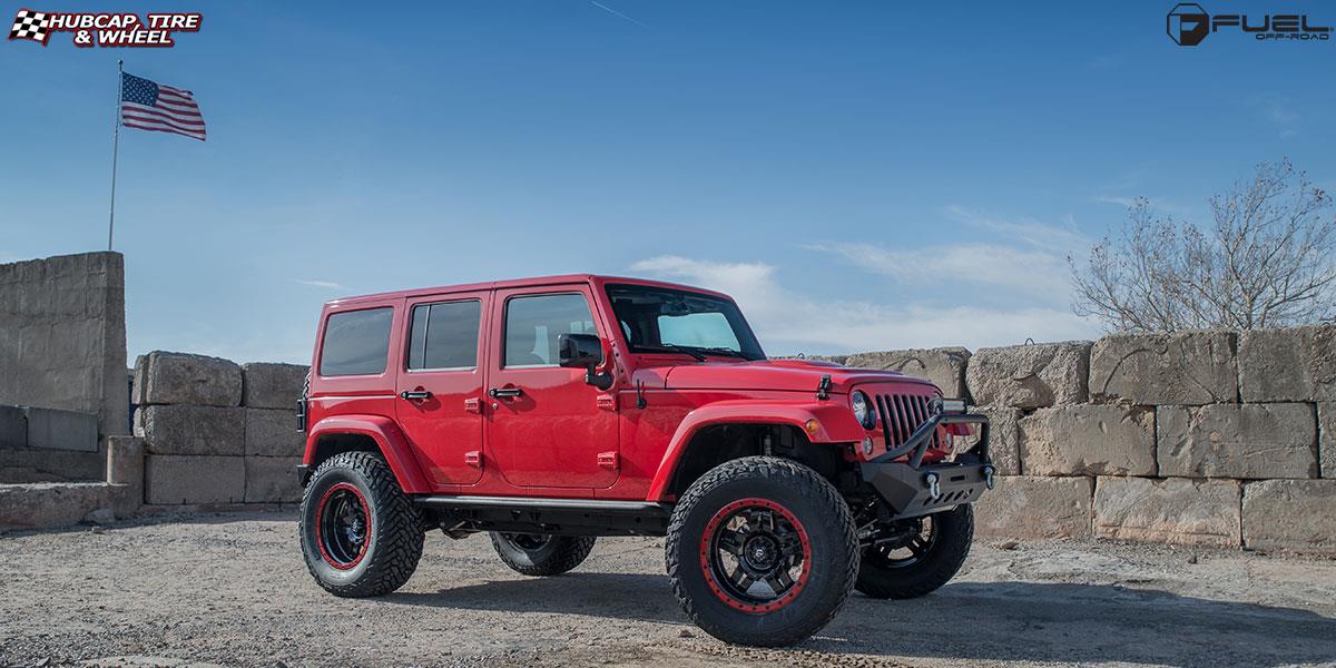 vehicle gallery/jeep wrangler fuel anza d557 20X10  Gloss Black | Color Match Red Ring wheels and rims