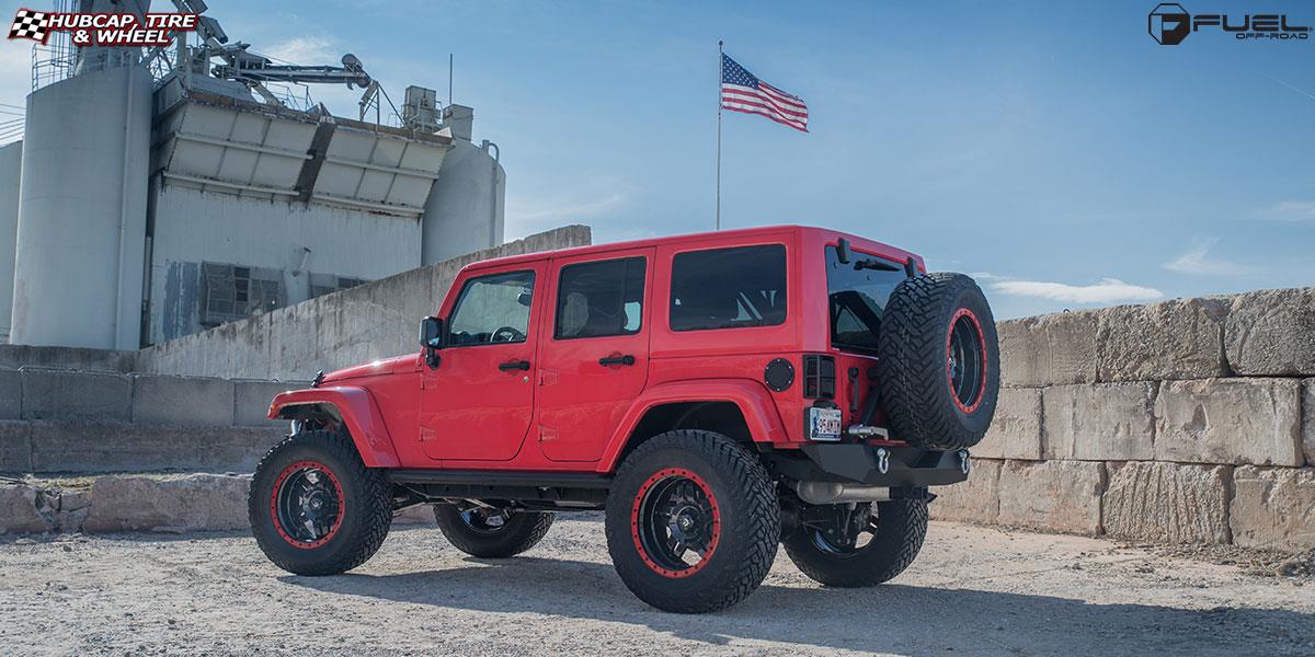 vehicle gallery/jeep wrangler fuel anza d557 20X10  Gloss Black | Color Match Red Ring wheels and rims