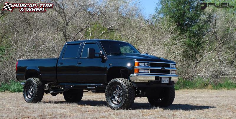 vehicle gallery/chevrolet silverado k3500 fuel anza d558 20X9  Matte Anthracite w/ Black Ring wheels and rims