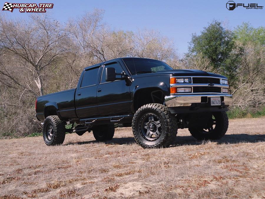 vehicle gallery/chevrolet silverado k3500 fuel anza d558 20X9  Matte Anthracite w/ Black Ring wheels and rims