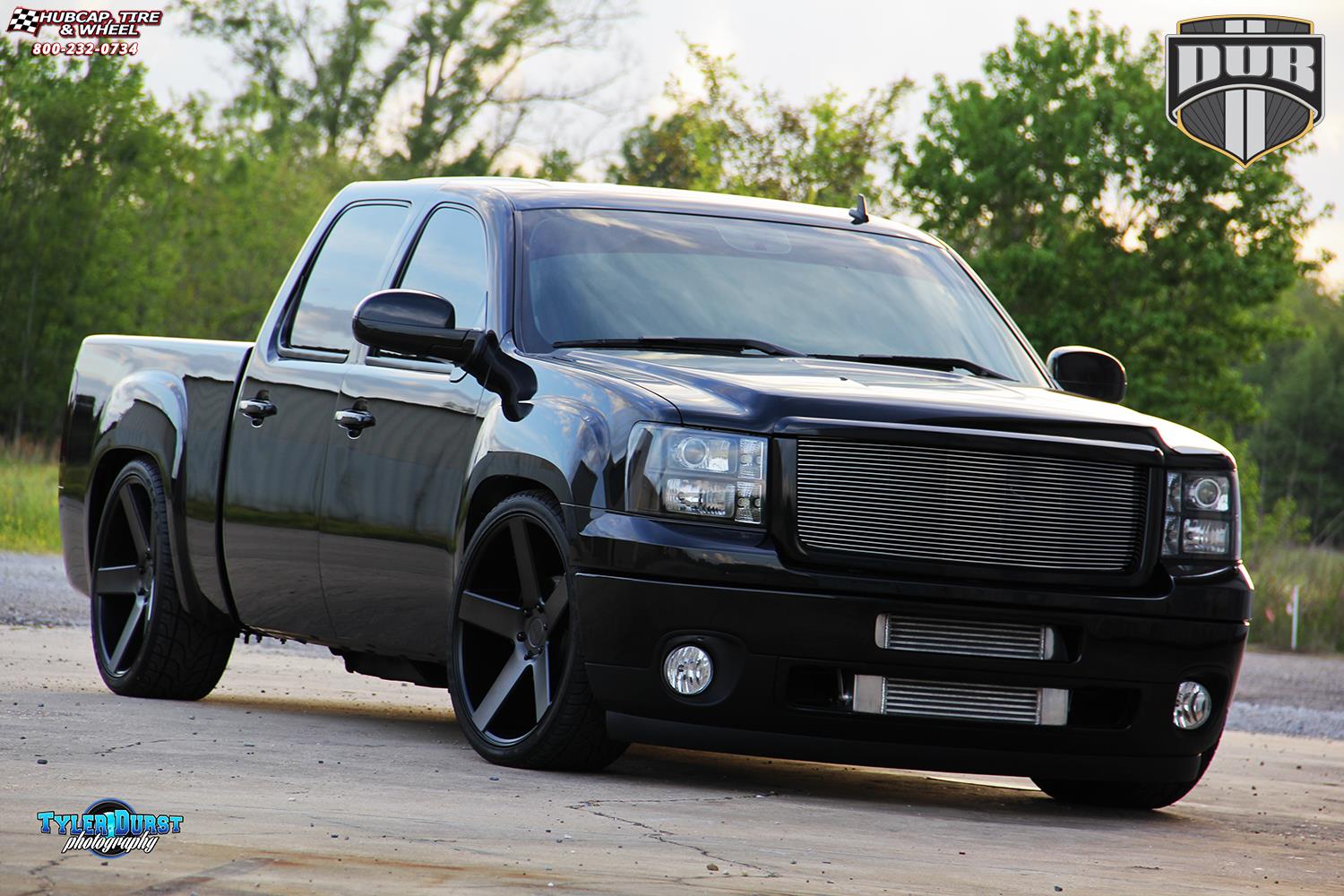 vehicle gallery/gmc sierra dub baller s116  Black & Machined with Dark Tint wheels and rims