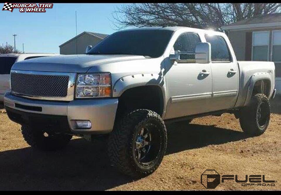 vehicle gallery/chevrolet silverado 1500 fuel maverick d260 20X12  Chrome with Gloss Black Lip wheels and rims