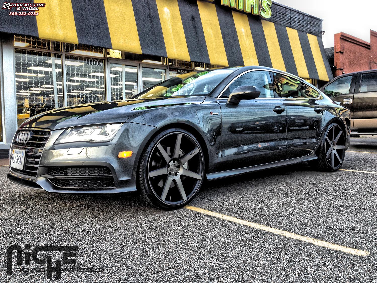 vehicle gallery/audi a7 niche verona m150 22x10  Black & Machined with Dark Tint wheels and rims