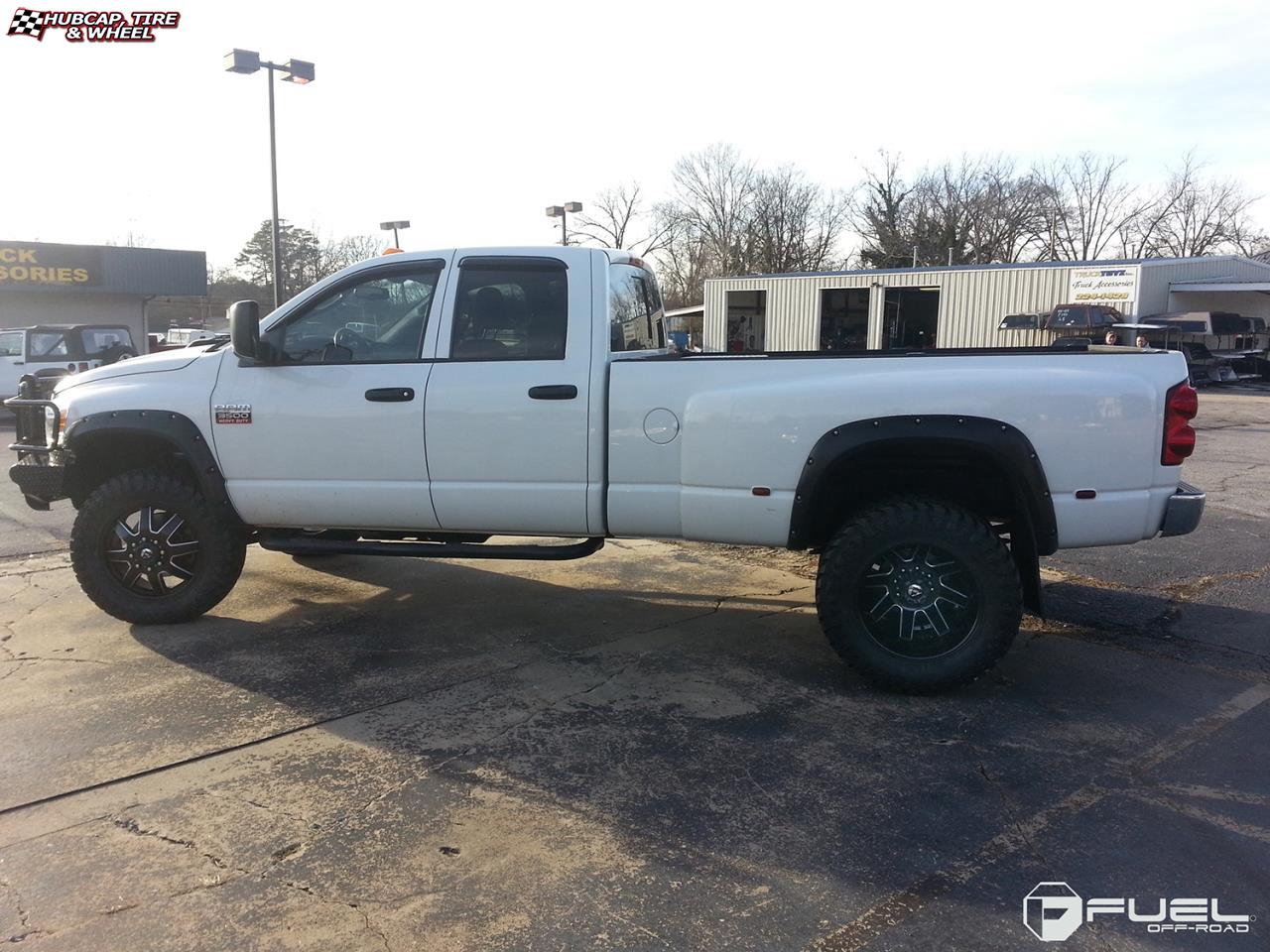 vehicle gallery/dodge ram 3500 fuel maverick dually rear d538 20X8  Black & Milled wheels and rims