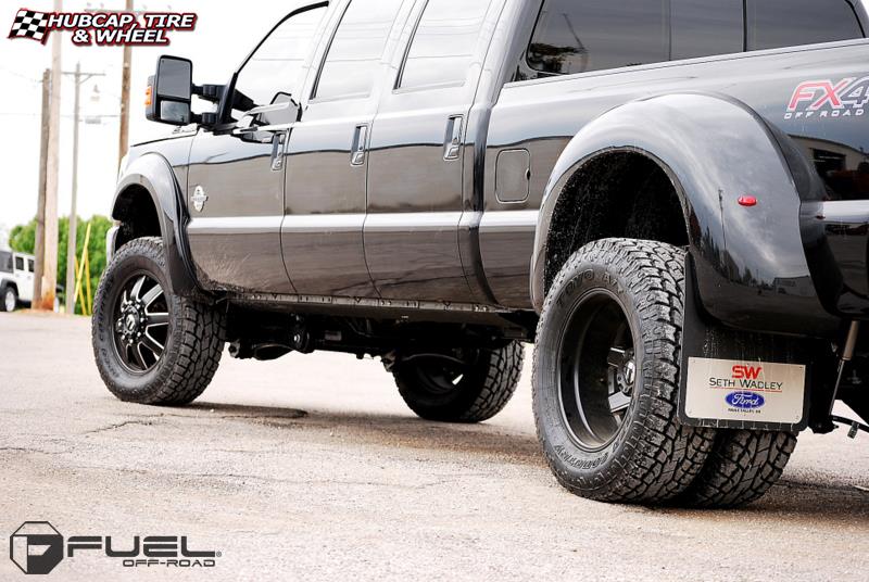 vehicle gallery/ford f 350 fuel maverick dually rear d538 0X0  Black & Milled wheels and rims