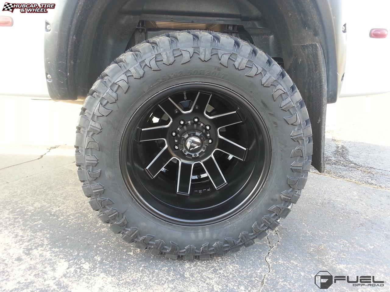 vehicle gallery/dodge ram 3500 fuel maverick dually rear d538 20X8  Black & Milled wheels and rims