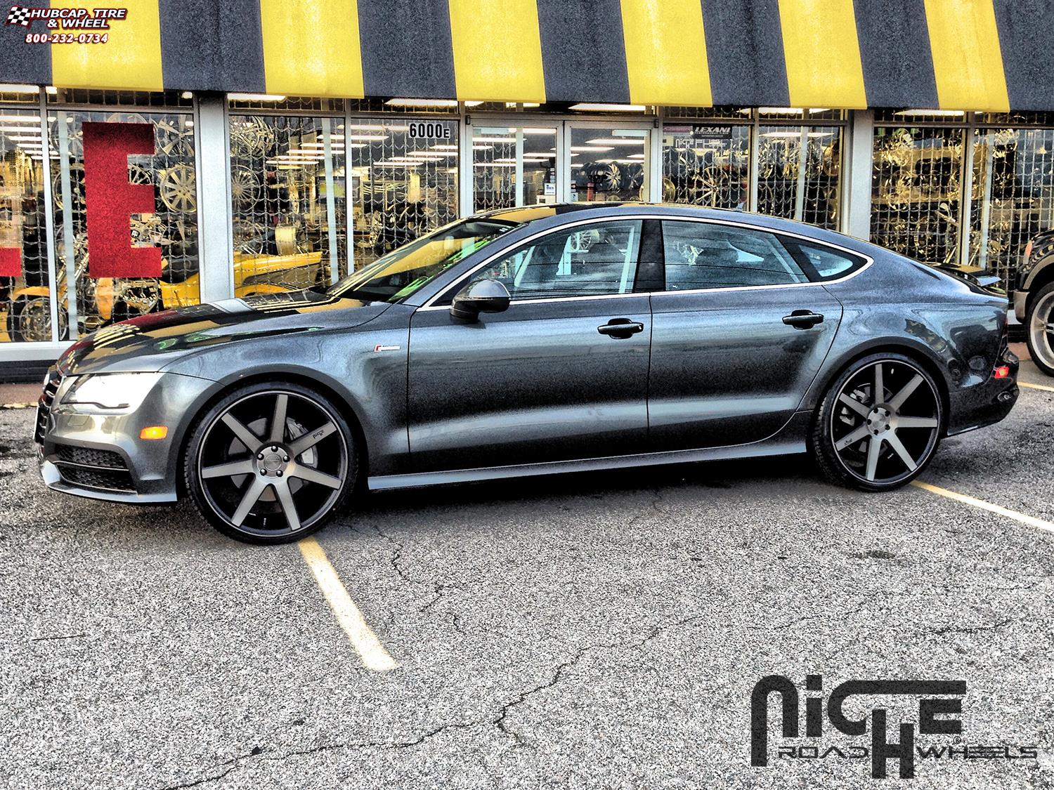 vehicle gallery/audi a7 niche verona m150 22x10  Black & Machined with Dark Tint wheels and rims