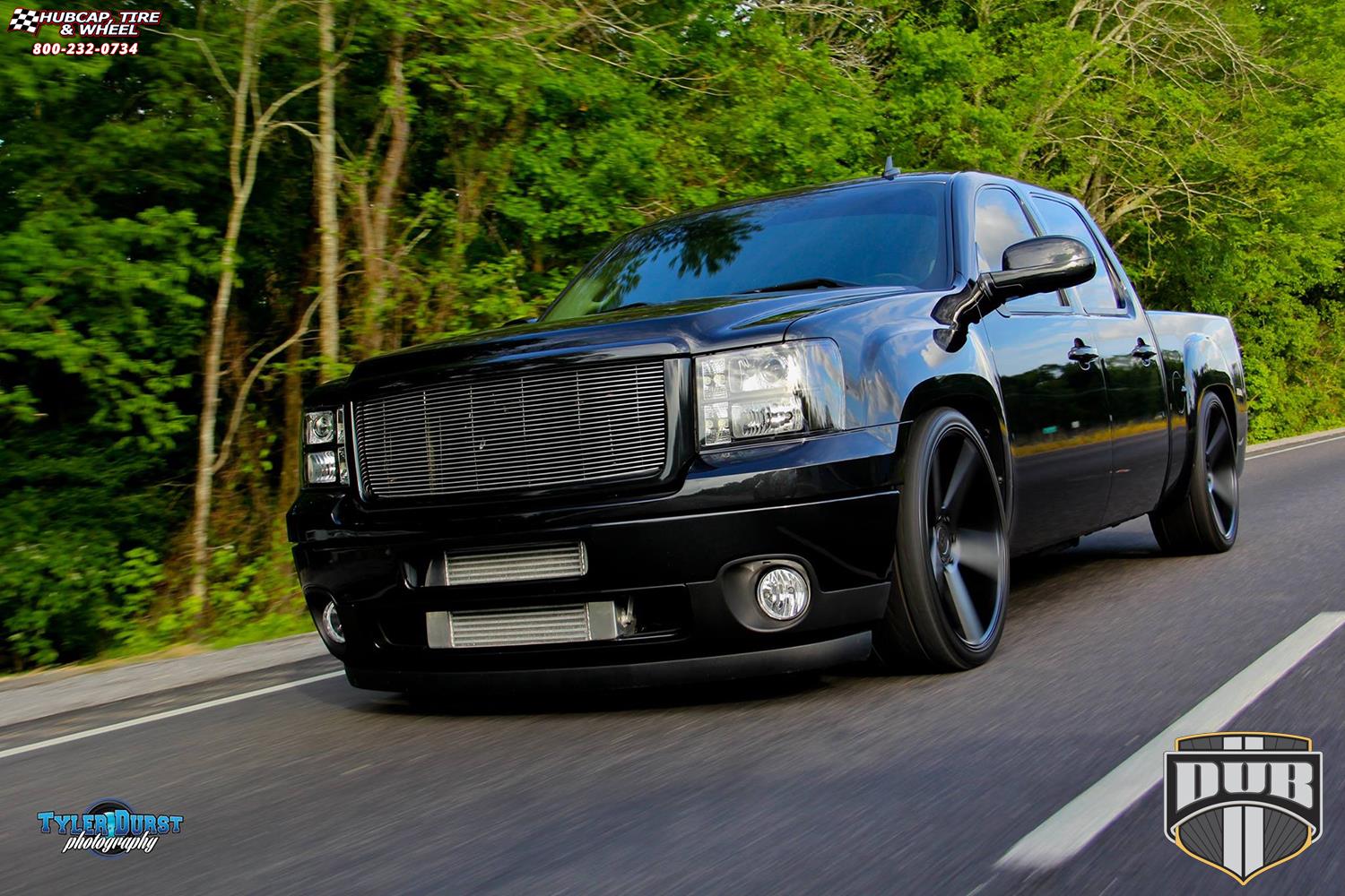 vehicle gallery/gmc sierra dub baller s116  Black & Machined with Dark Tint wheels and rims