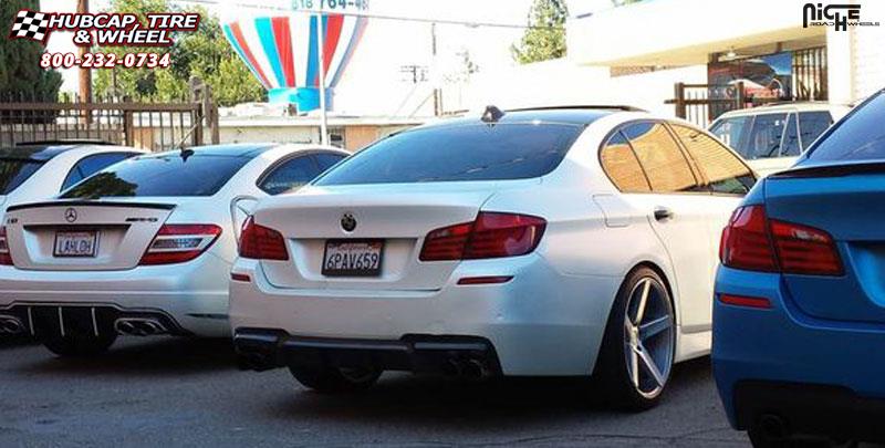 vehicle gallery/bmw 535i m niche milan m134 20x85  Black & Machined with Dark Tint wheels and rims