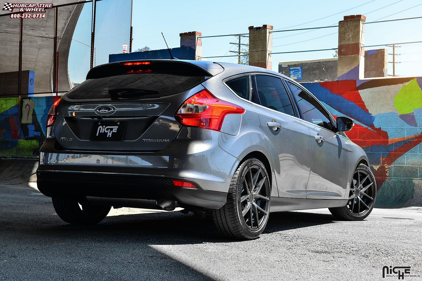 vehicle gallery/ford focus niche targa m130 18x8  Black & Machined with Dark Tint wheels and rims