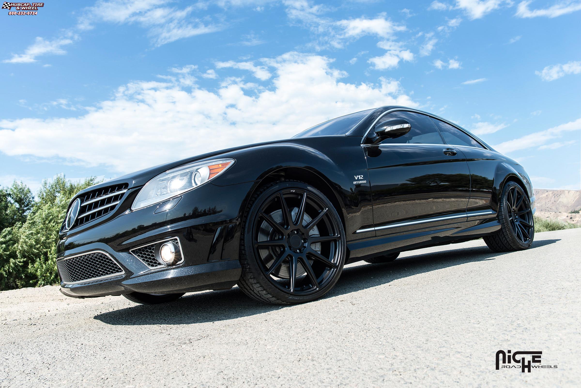 vehicle gallery/mercedes benz cl65 niche essen m147 21x9 21x105  Matte Black wheels and rims