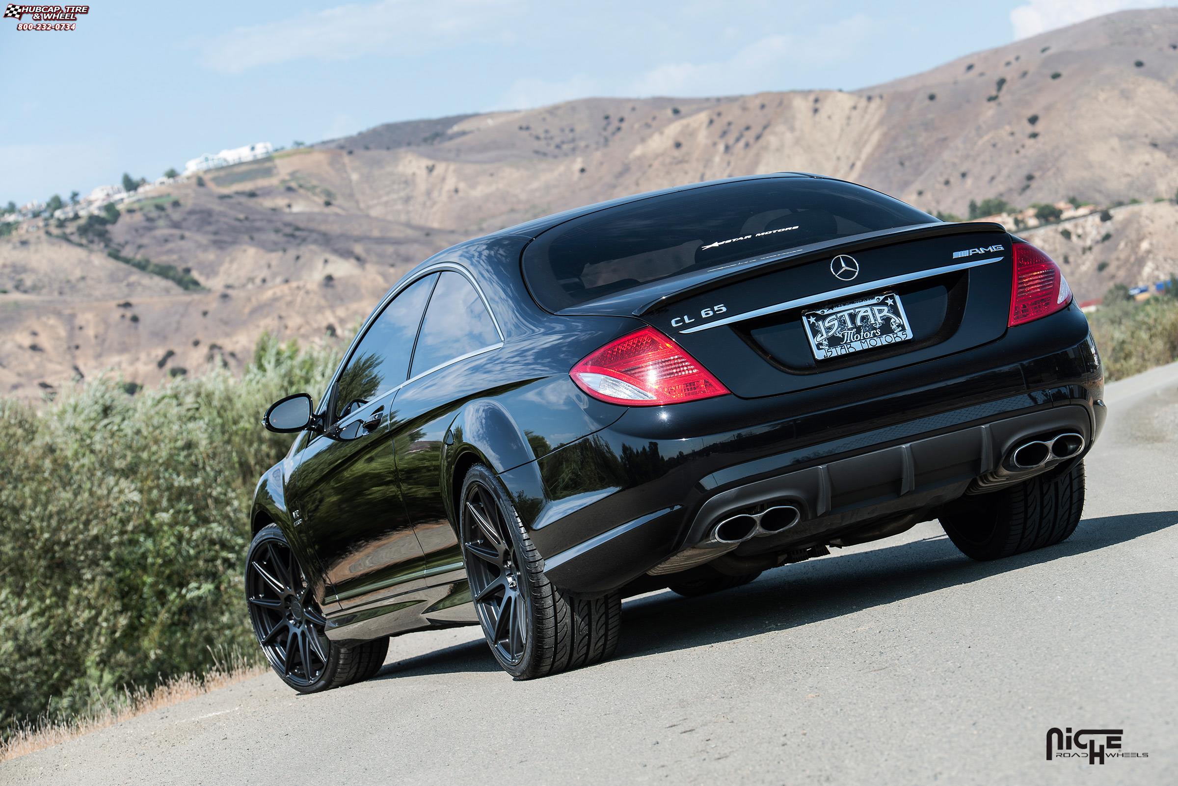 vehicle gallery/mercedes benz cl65 niche essen m147 21x9 21x105  Matte Black wheels and rims