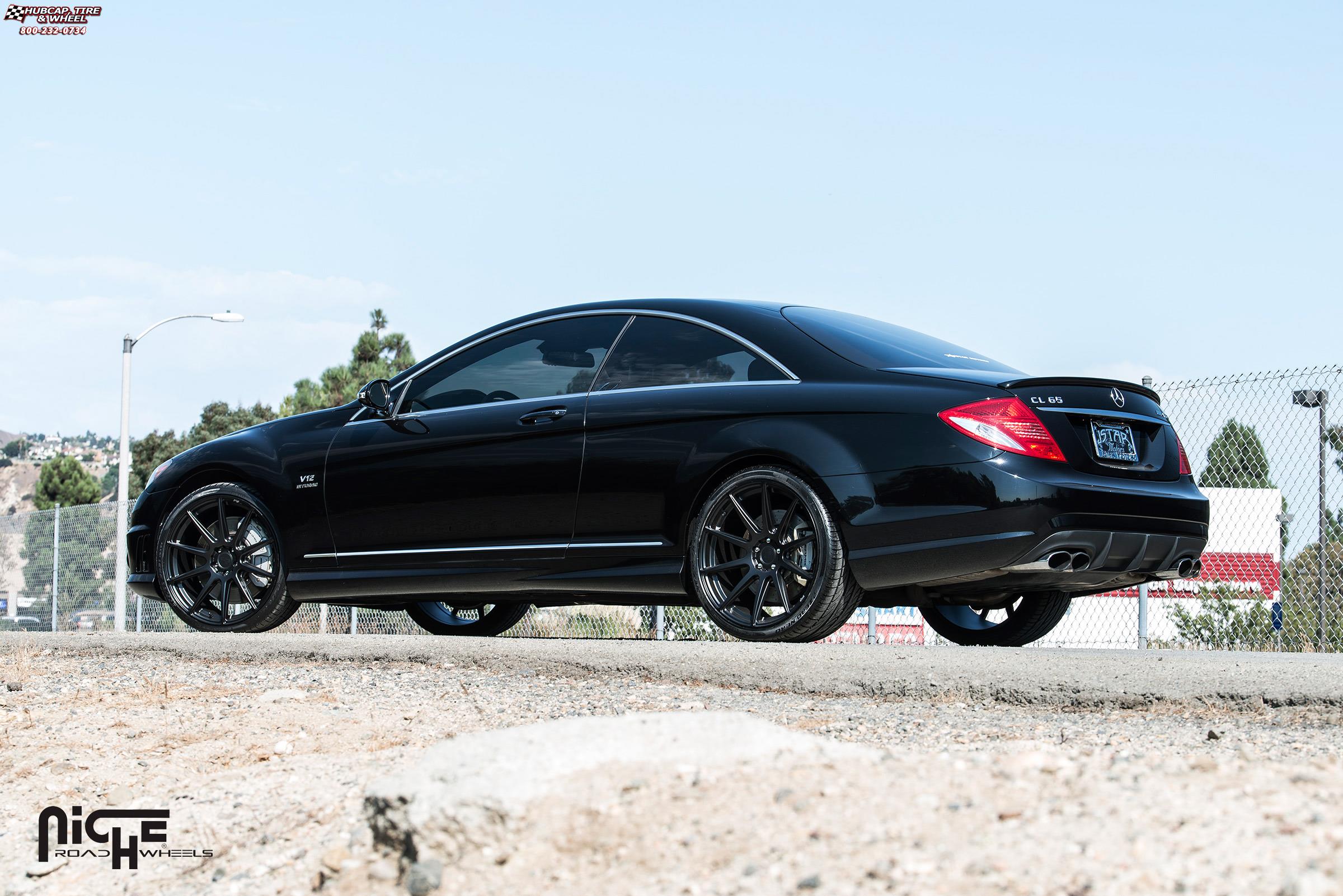 vehicle gallery/mercedes benz cl65 niche essen m147 21x9 21x105  Matte Black wheels and rims