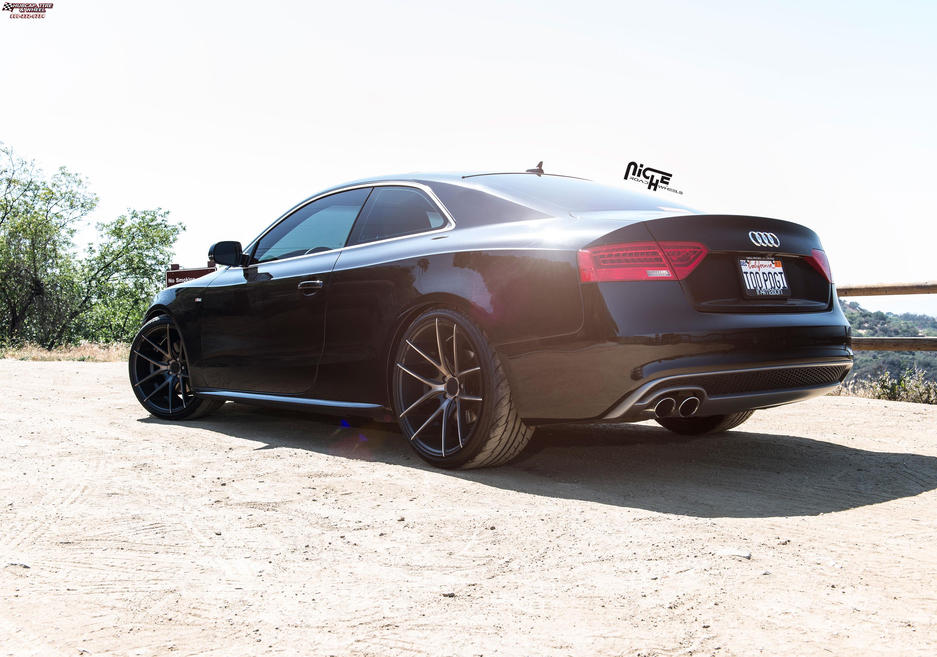 vehicle gallery/audi s5 niche targa m130  Black & Machined with Dark Tint wheels and rims