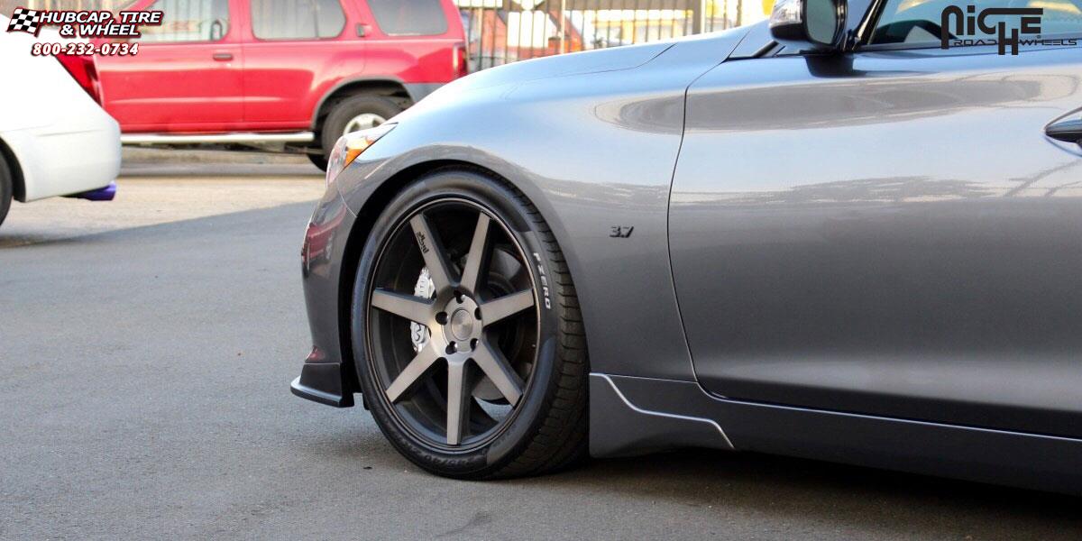 vehicle gallery/infiniti q50 niche verona m150 19x85  Black & Machined with Dark Tint wheels and rims