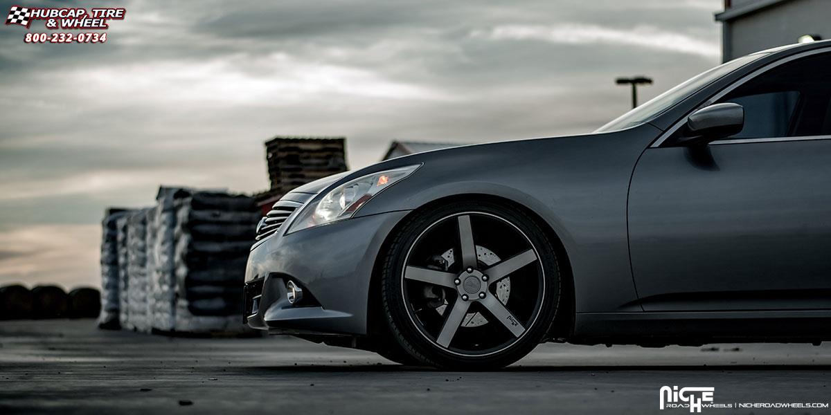 vehicle gallery/infiniti g37 niche milan m134 20x85 Black & Machined with Dark Tint wheels and rims