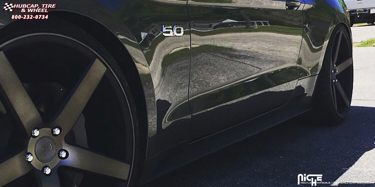 vehicle gallery/ford mustang niche milan m134 22x9 Black & Machined with Dark Tint wheels and rims