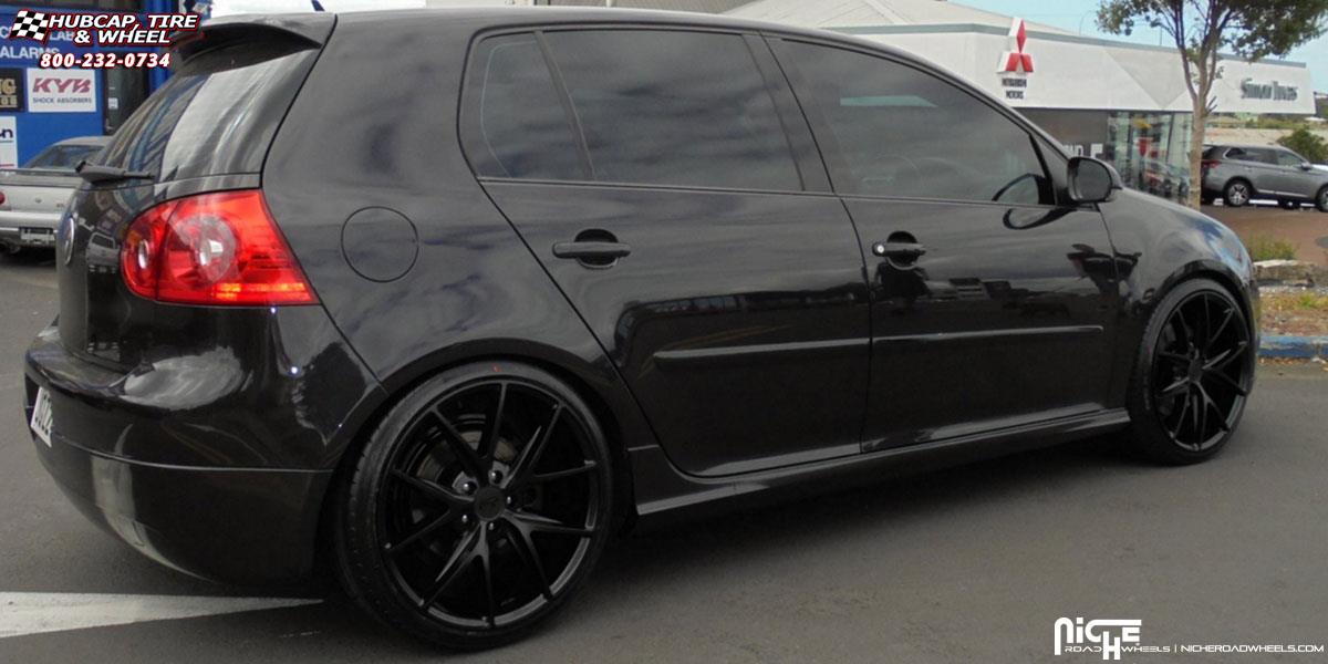 vehicle gallery/volkswagen gti niche misano m117 19x85  Satin Black wheels and rims