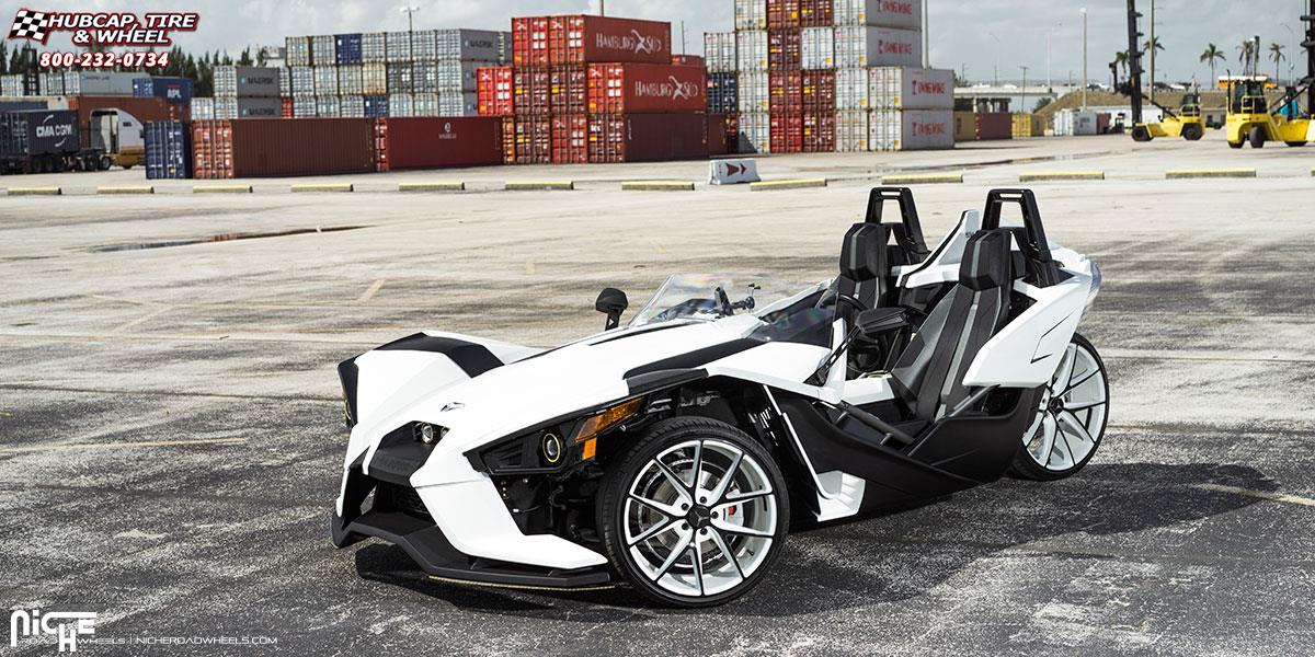 vehicle gallery/polaris slingshot niche misano m117 22x9  Custom White | Black wheels and rims