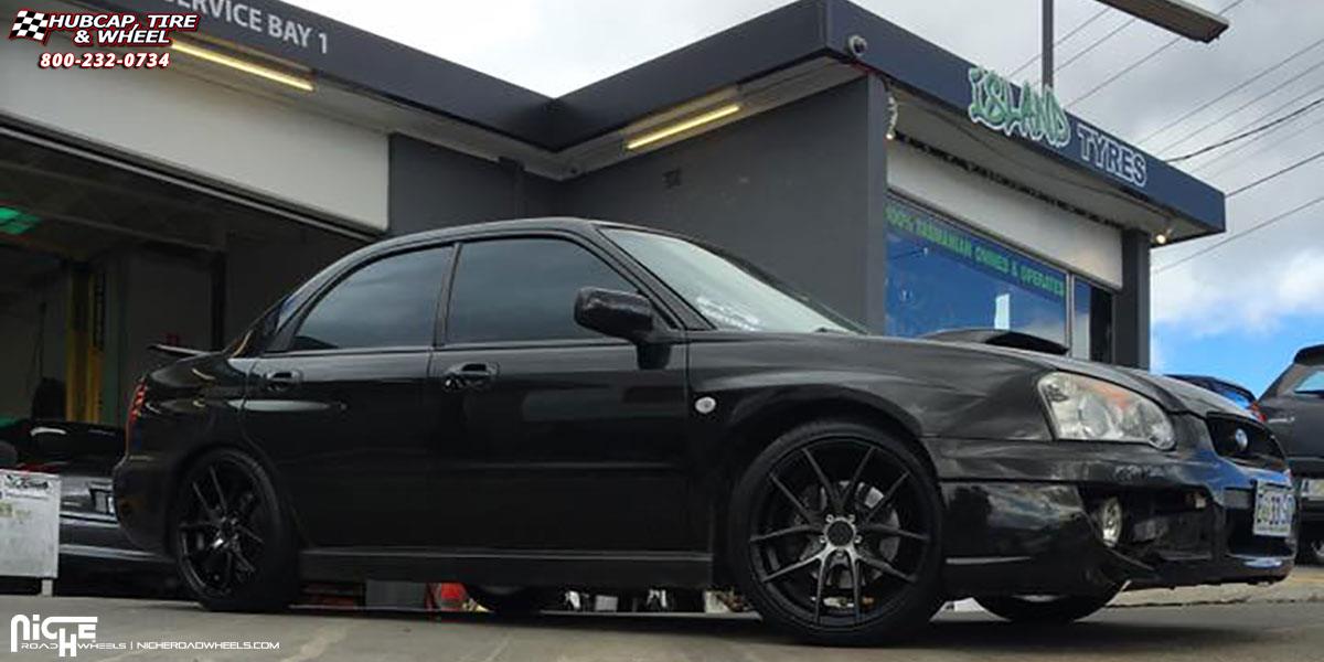 vehicle gallery/subaru impreza niche targa m130 18x8  Black & Machined with Dark Tint wheels and rims