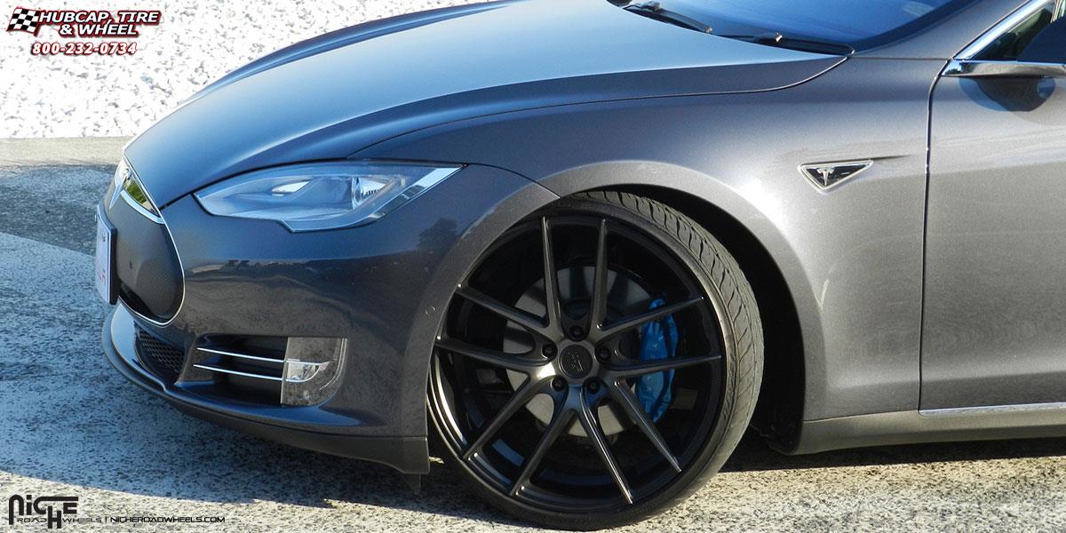 vehicle gallery/tesla model s niche targa m130 22x9 Black & Machined with Dark Tint wheels and rims