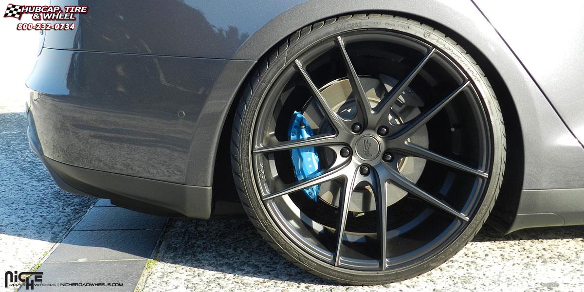 vehicle gallery/tesla model s niche targa m130 22x9 Black & Machined with Dark Tint wheels and rims