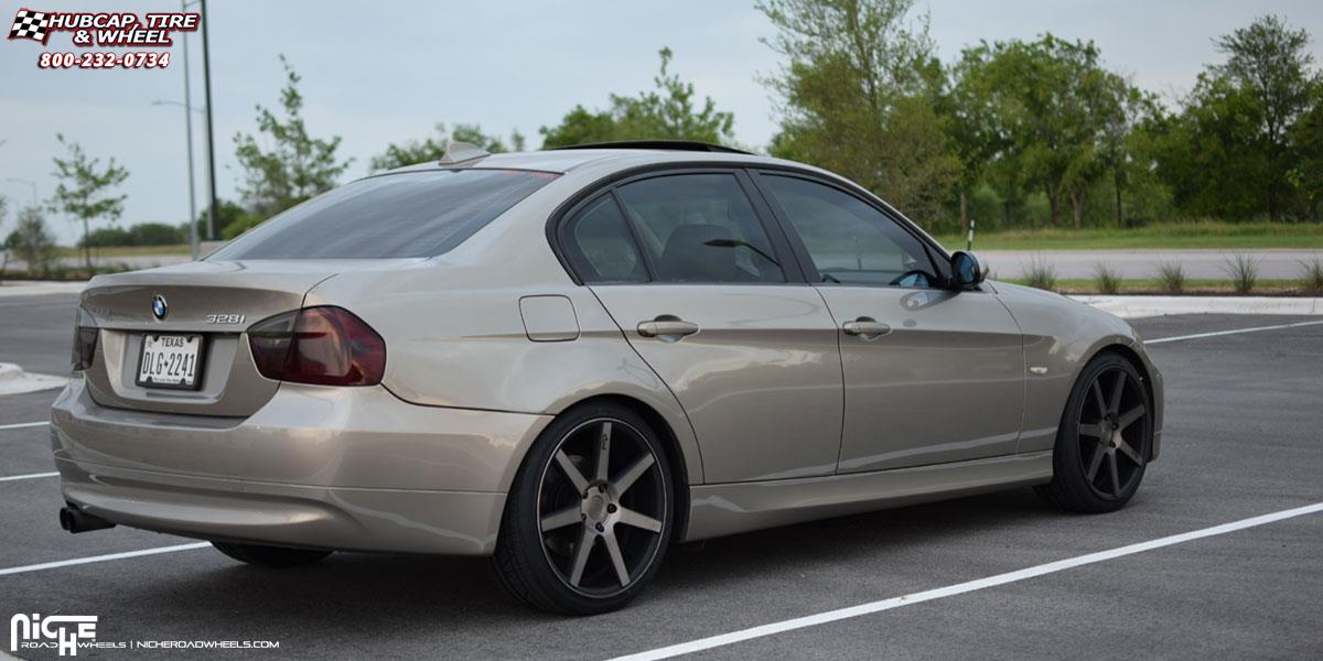vehicle gallery/bmw 328i niche verona m150 19x85  Black & Machined with Dark Tint wheels and rims