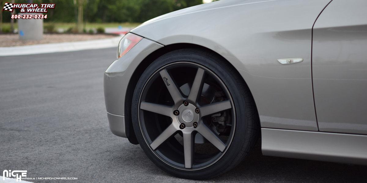 vehicle gallery/bmw 328i niche verona m150 19x85  Black & Machined with Dark Tint wheels and rims