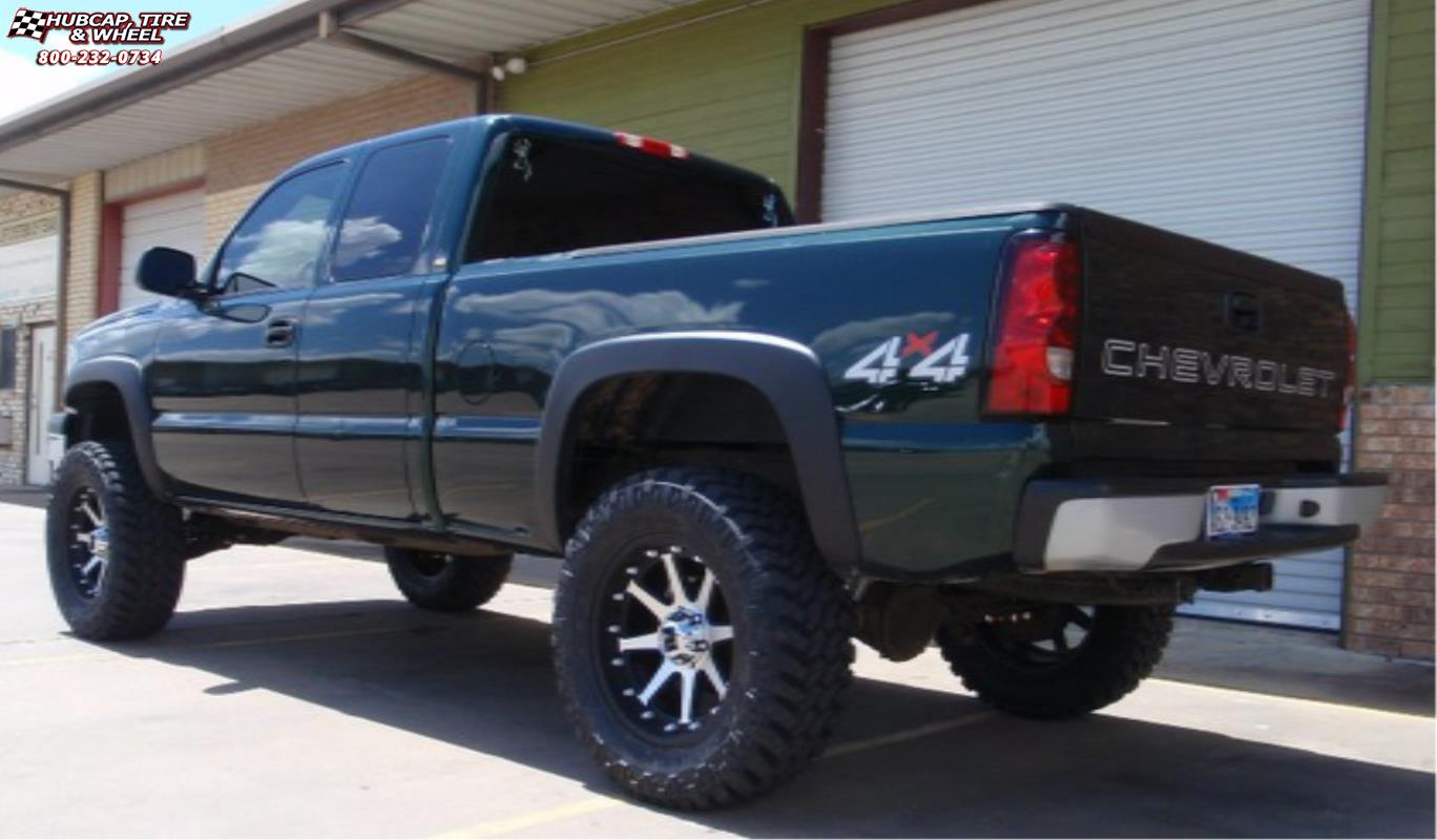 vehicle gallery/chevrolet silverado 1500 xd series xd798 addict  Matte Black Machined wheels and rims