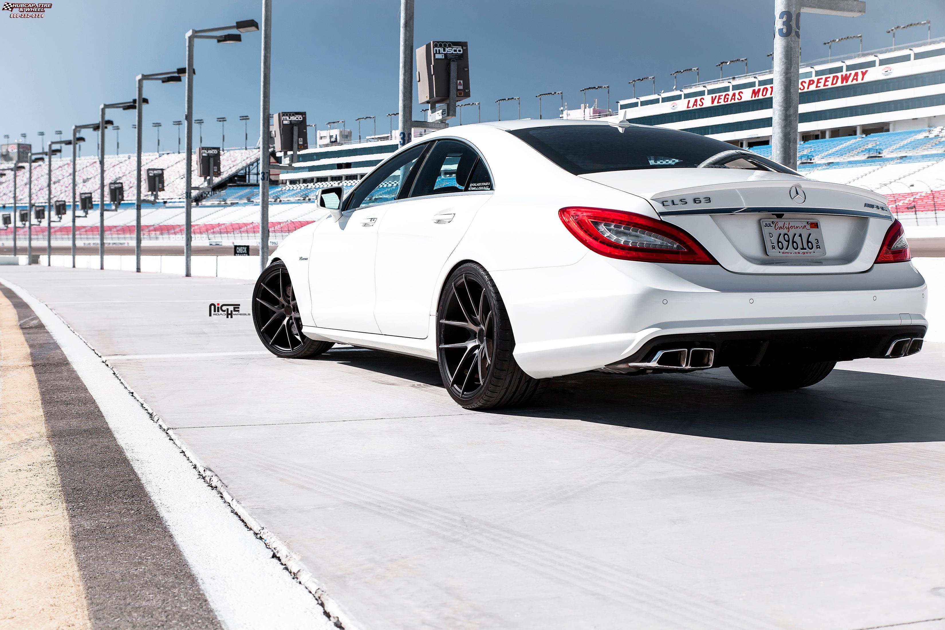 vehicle gallery/mercedes benz cls niche targa m130  Black & Machined with Dark Tint wheels and rims