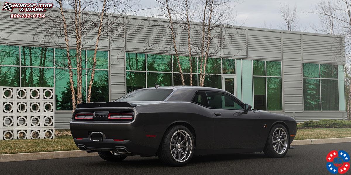 vehicle gallery/dodge challenger us mags rambler u111 20X9  Textured Gray w/ Diamond Cut Lip wheels and rims