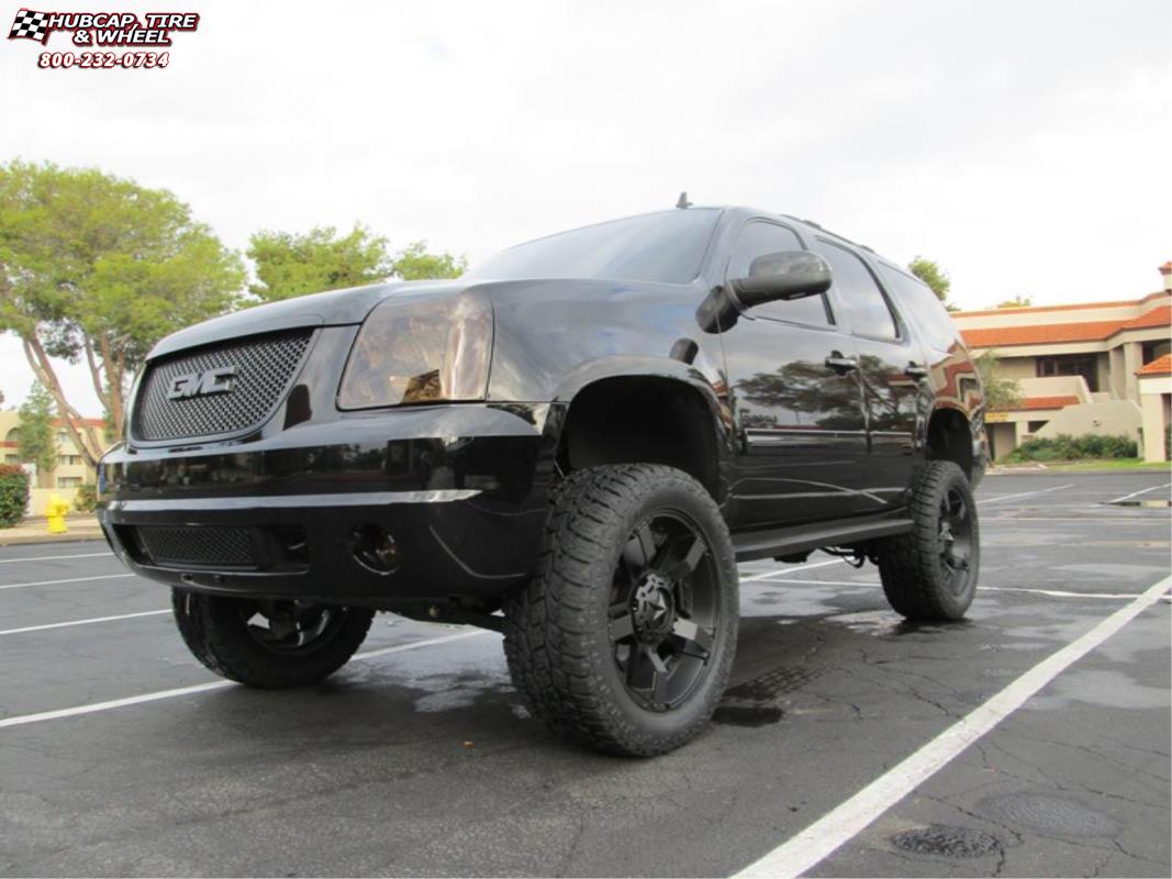 vehicle gallery/gmc yukon xd series xd811 rockstar 2  Satin Black and Black Inserts wheels and rims