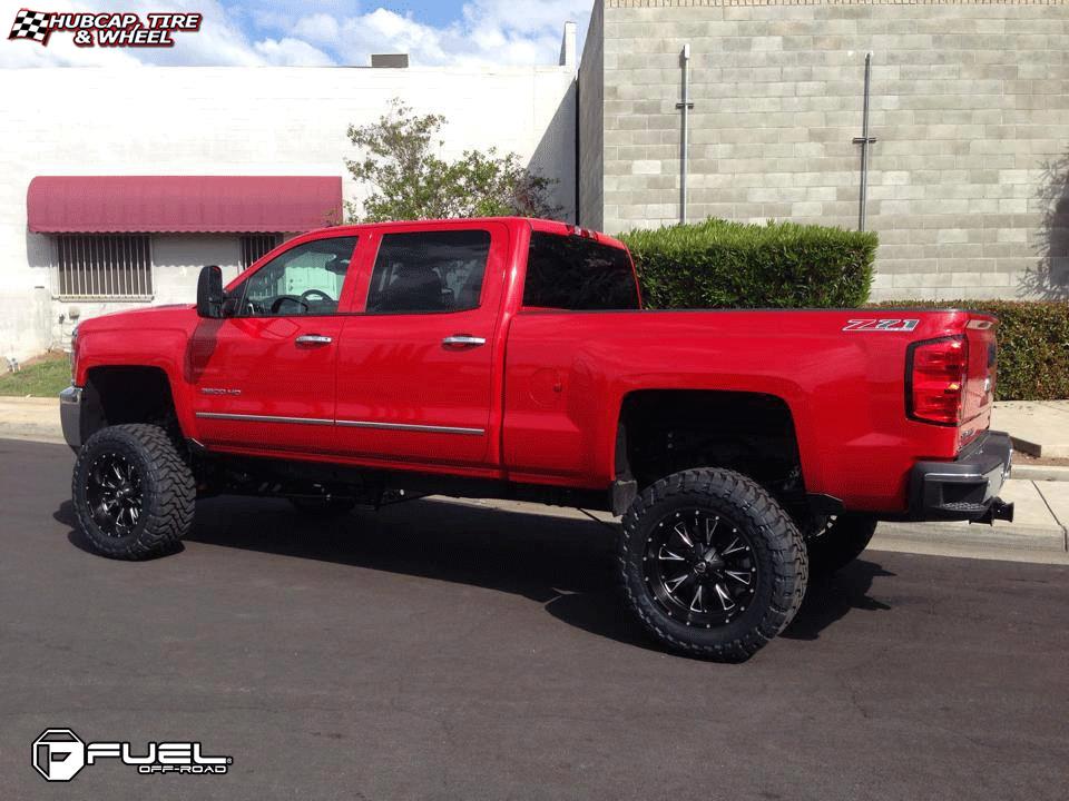 vehicle gallery/chevrolet silverado fuel throttle d513 20X10 Matte Black & Milled wheels and rims
