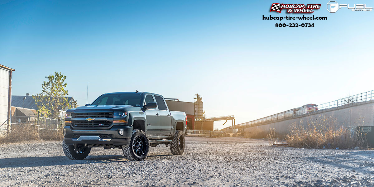 vehicle gallery/chevrolet silverado 1500 fuel vandal d627 20x9  Gloss Black & Milled wheels and rims