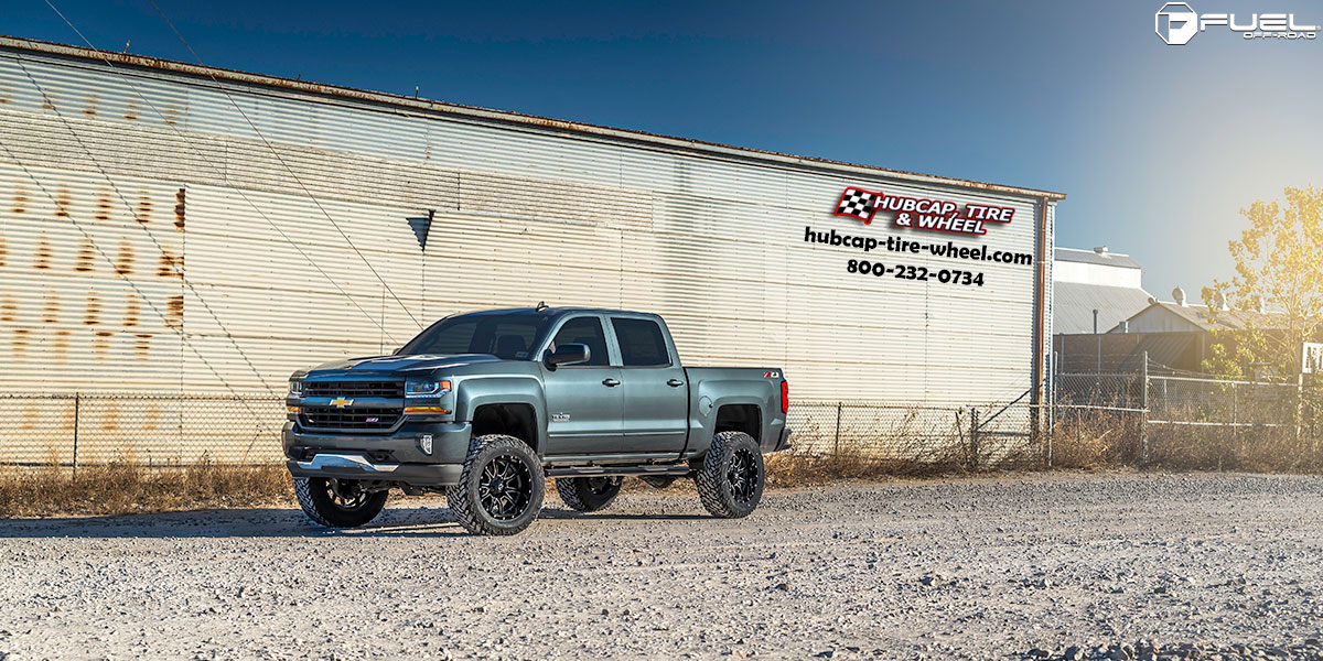 vehicle gallery/chevrolet silverado 1500 fuel vandal d627 20x9  Gloss Black & Milled wheels and rims